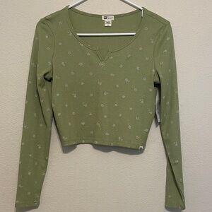 Olive Floral Long Sleeve Top